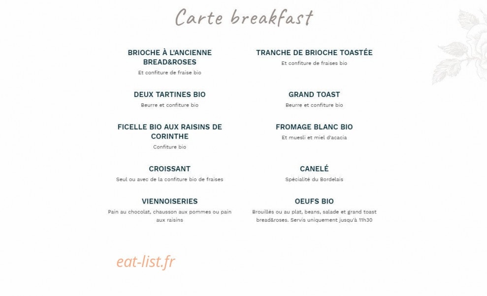Bread & Roses — carte page 1
