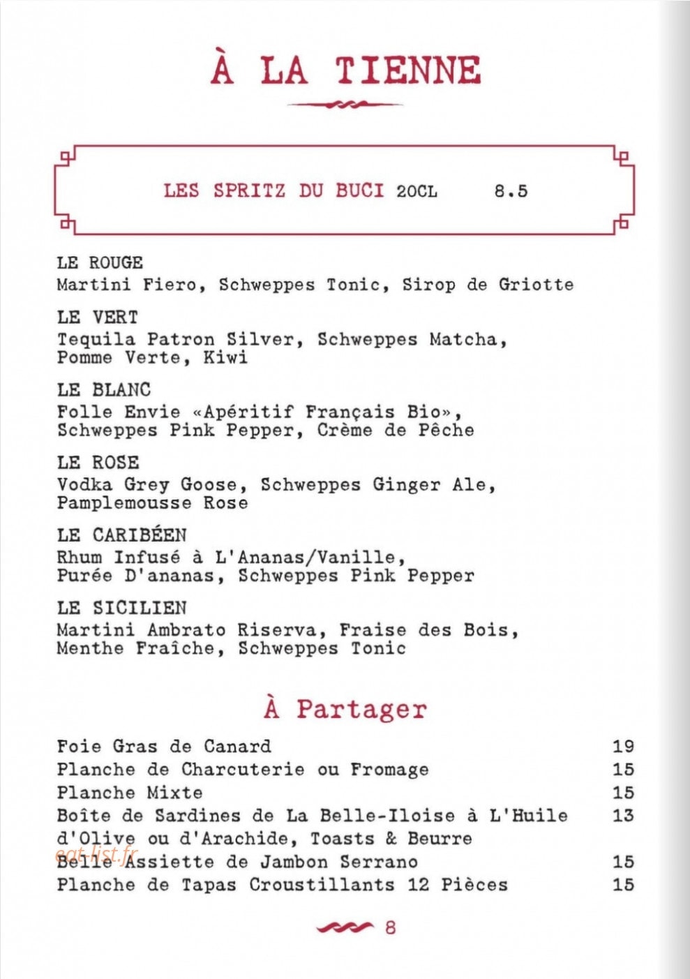 Café de Buci — carte page 9
