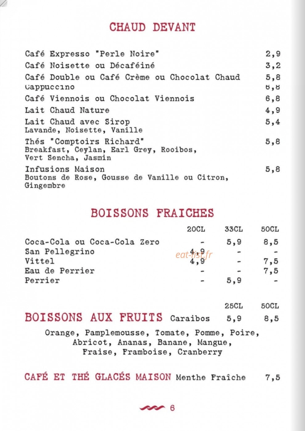Café de Buci — carte page 7