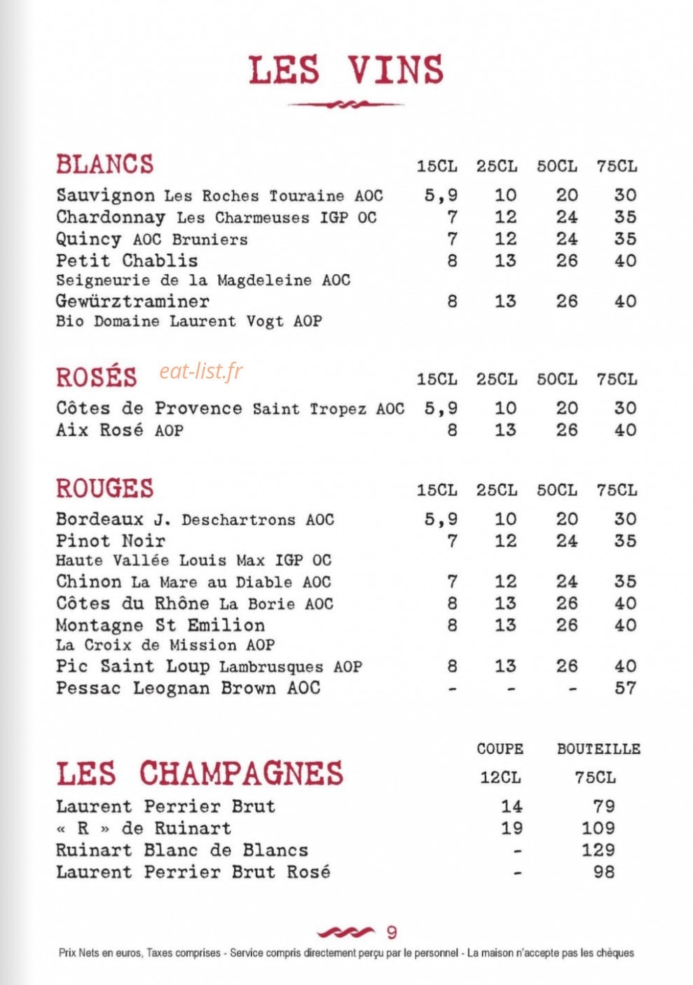 Café de Buci — carte page 10
