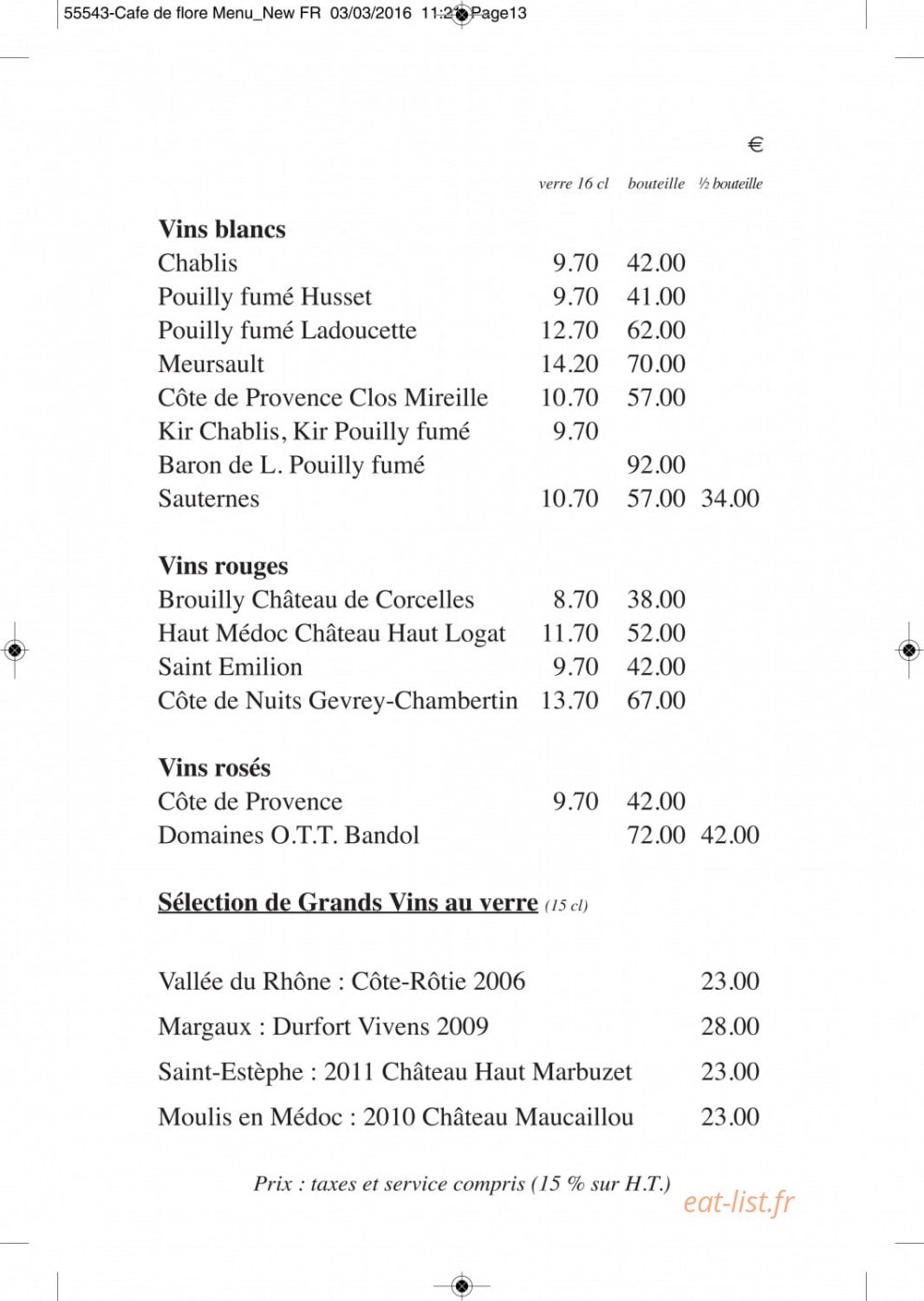 Café de Flore — carte page 9