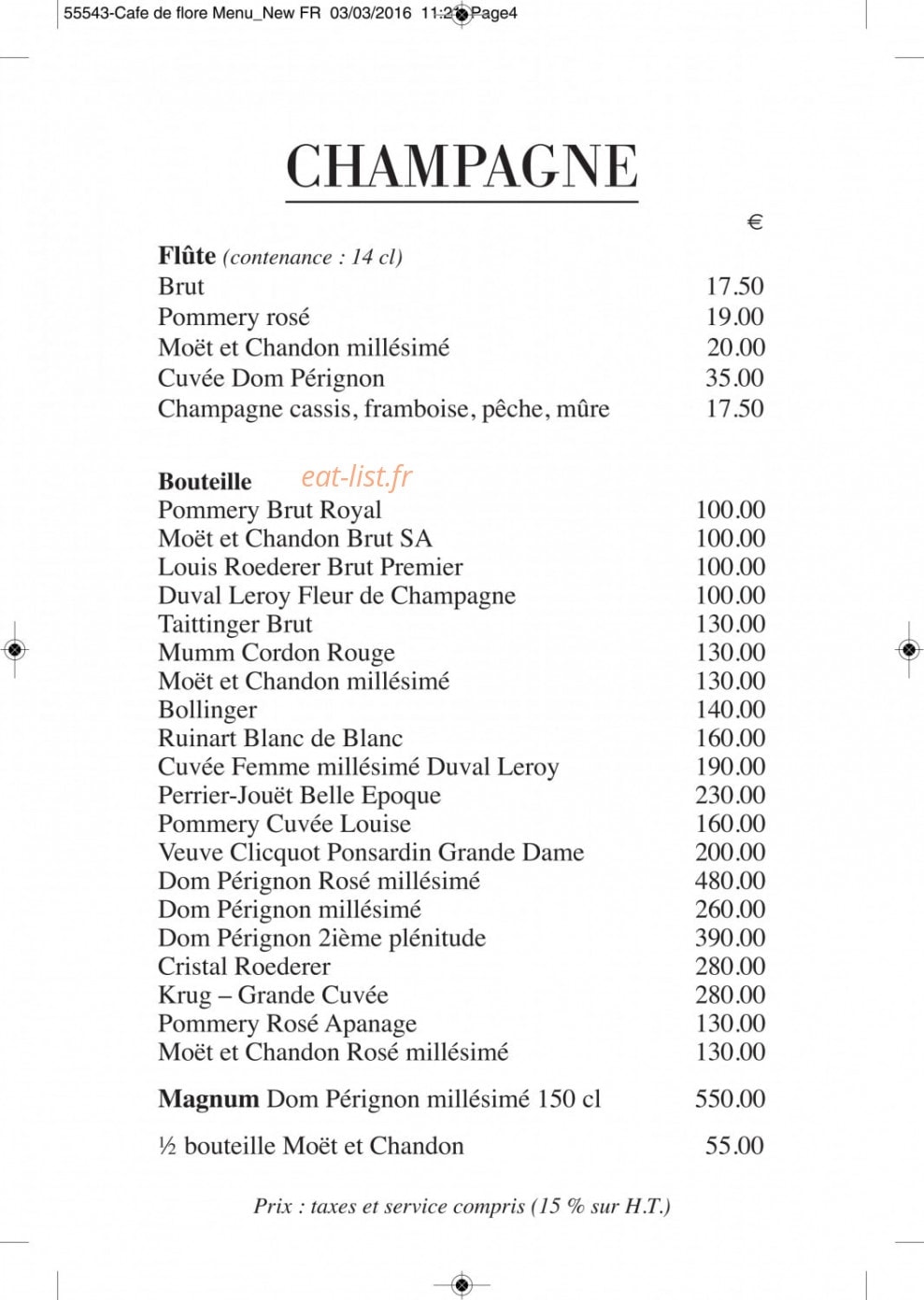 Café de Flore — carte page 17