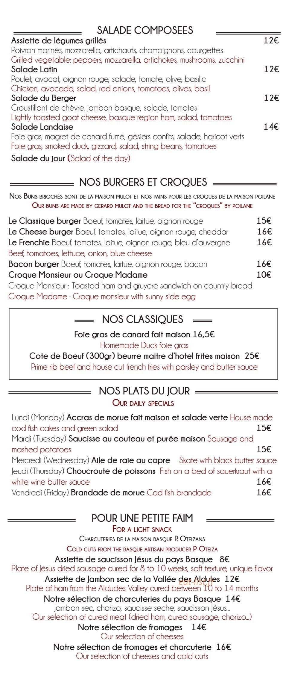 Café latin — carte page 1