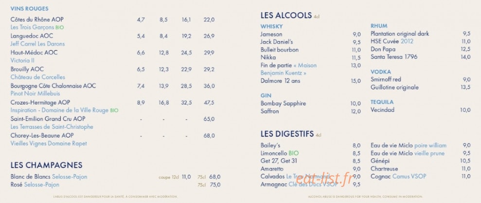 Café Madame — carte page 6