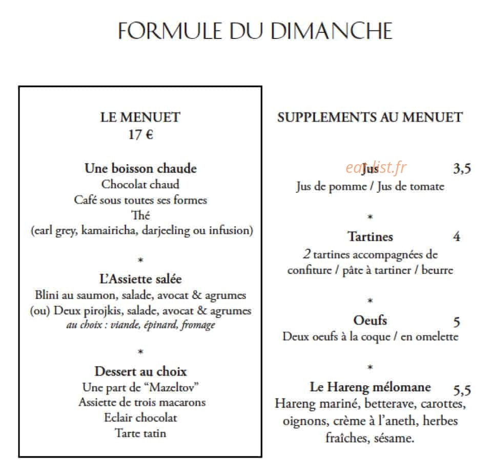 Café Pavane — carte page 1