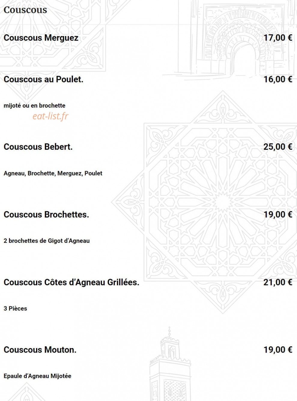 Chez Bébert — carte page 14
