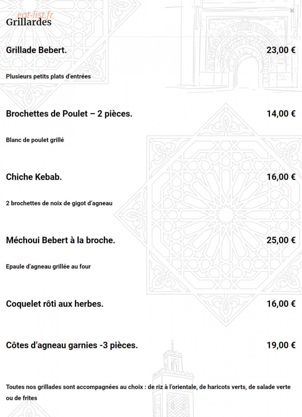 Chez Bébert — carte page 12