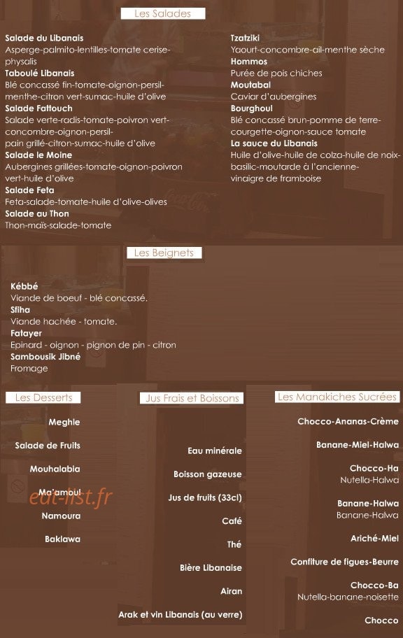 Chez le libanais — carte page 2