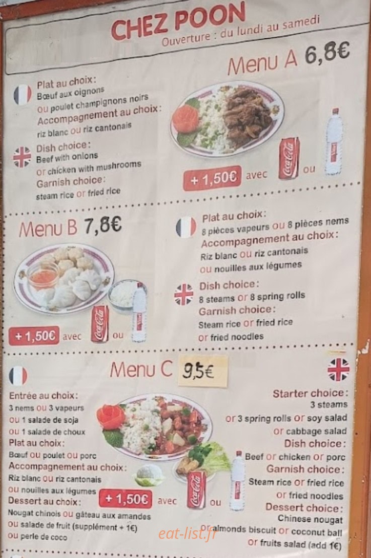 Chez Poon — carte page 1