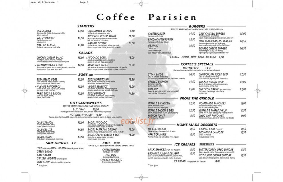Coffee Parisien — carte page 1