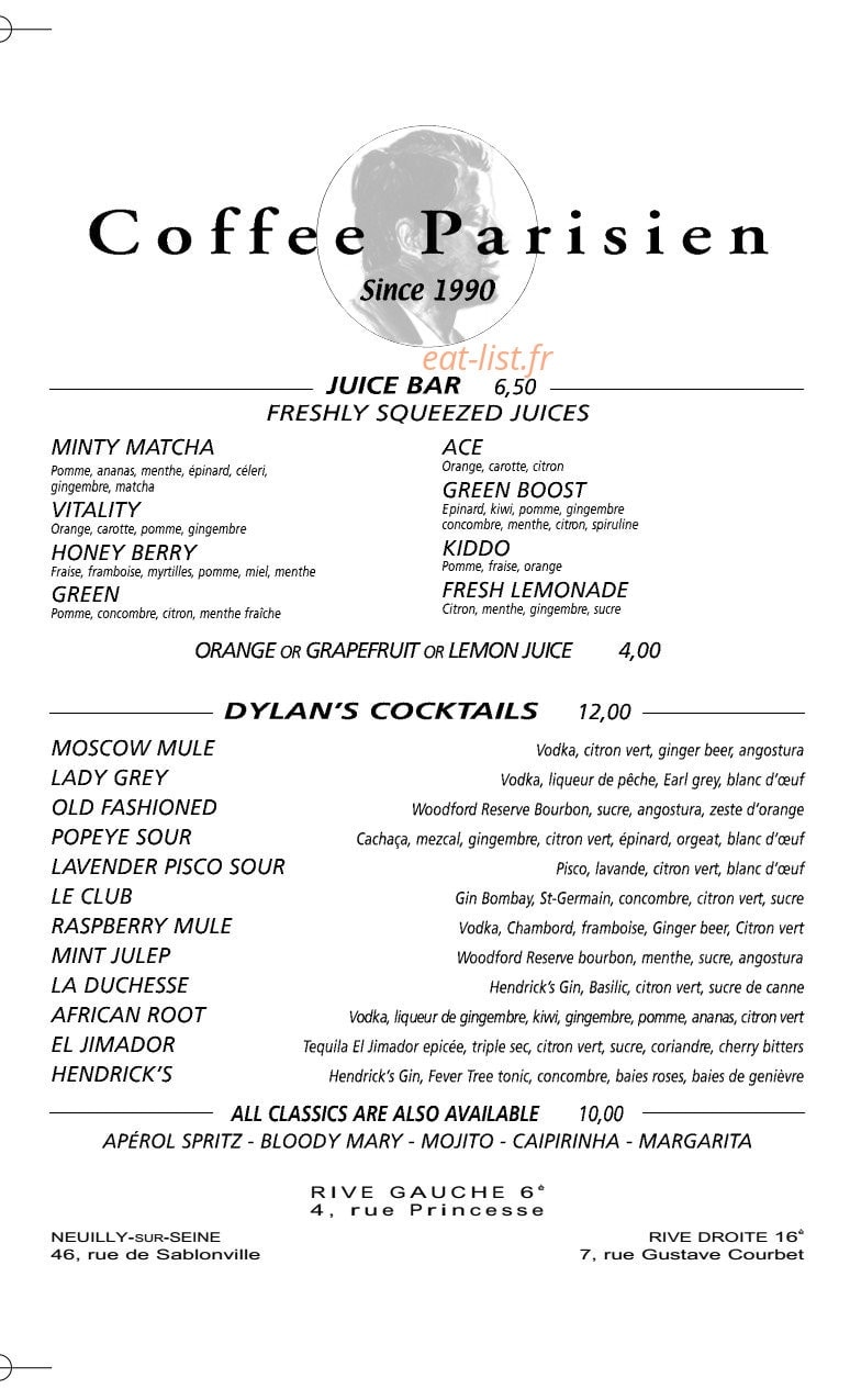 Coffee Parisien — carte page 3