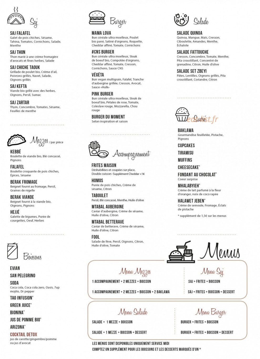 Cook'n Saj — carte page 1