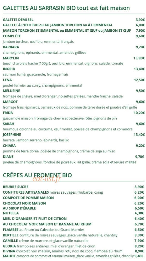 Crêperie Chez Germain — carte page 1