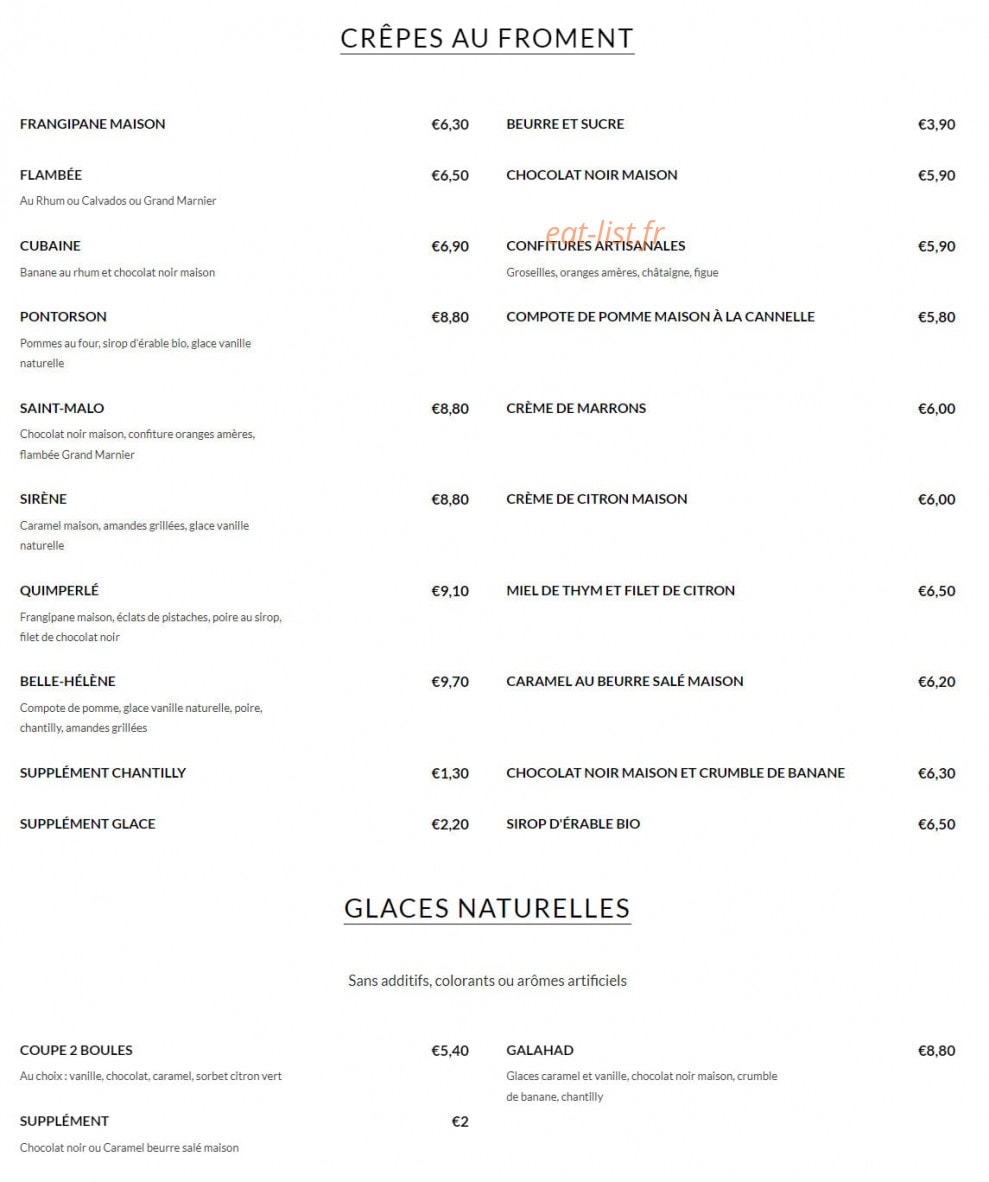 Crêperie Des Pêcheurs — carte page 2