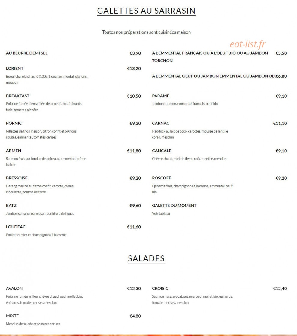 Crêperie Des Pêcheurs — carte page 1
