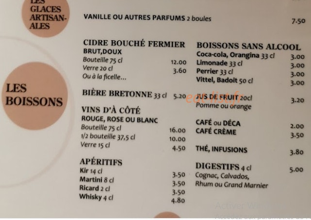 Crêperie du Vieux Journal — carte page 2