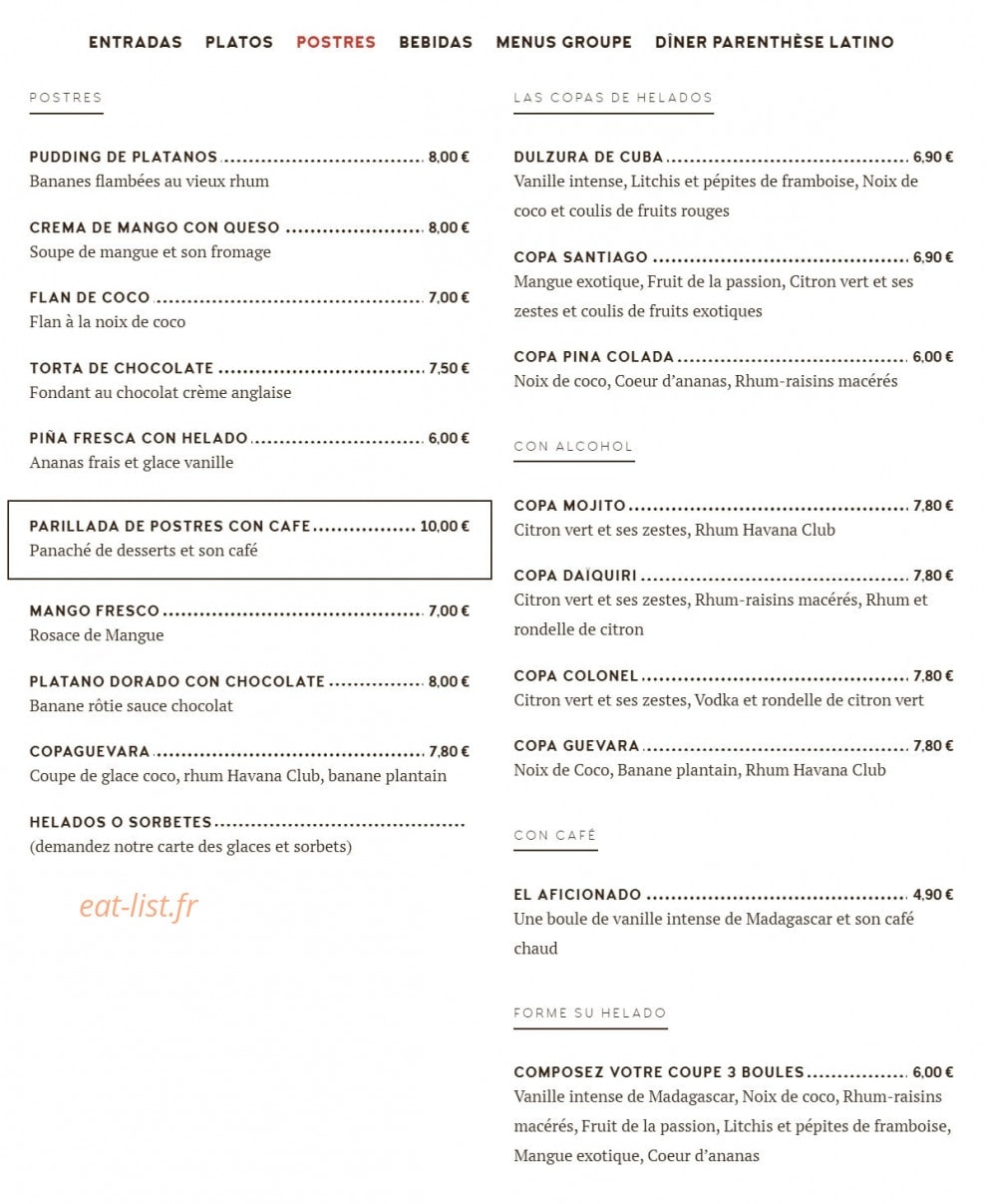 Cubana Café — carte page 7