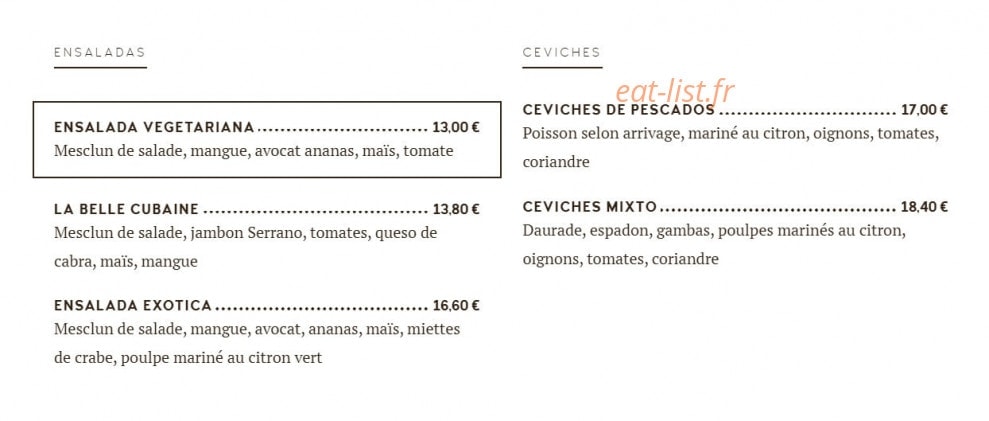 Cubana Café — carte page 5