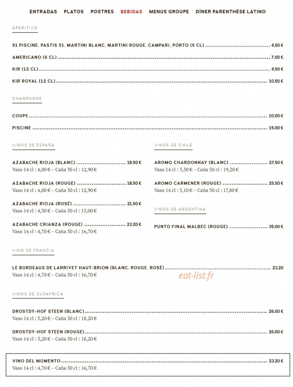 Cubana Café — carte page 6