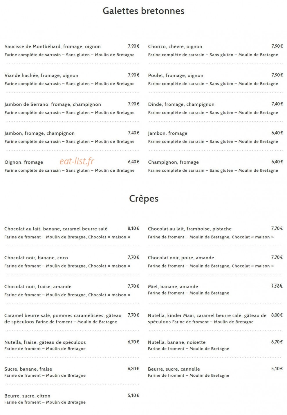 Culture Crêpes — carte page 1