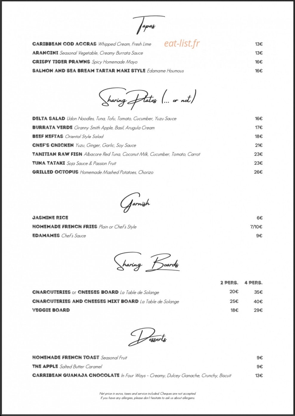 Delta Sharing Food — carte page 2