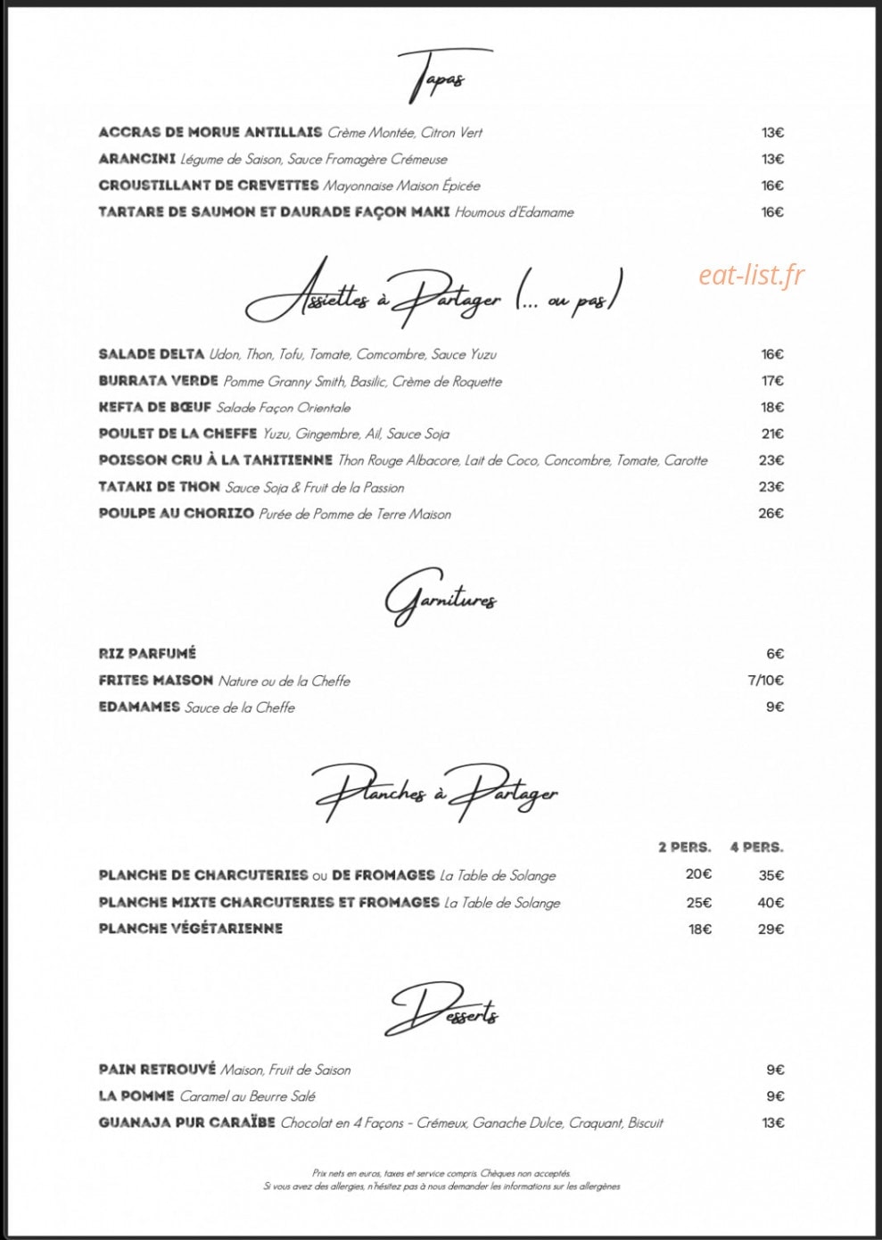 Delta Sharing Food — carte page 1