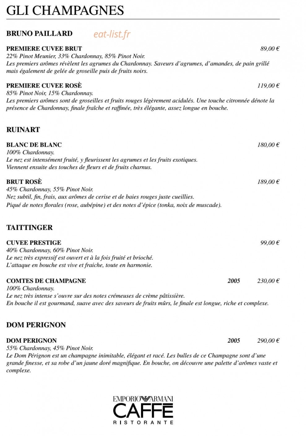 Emporio Armani Caffé — carte page 10