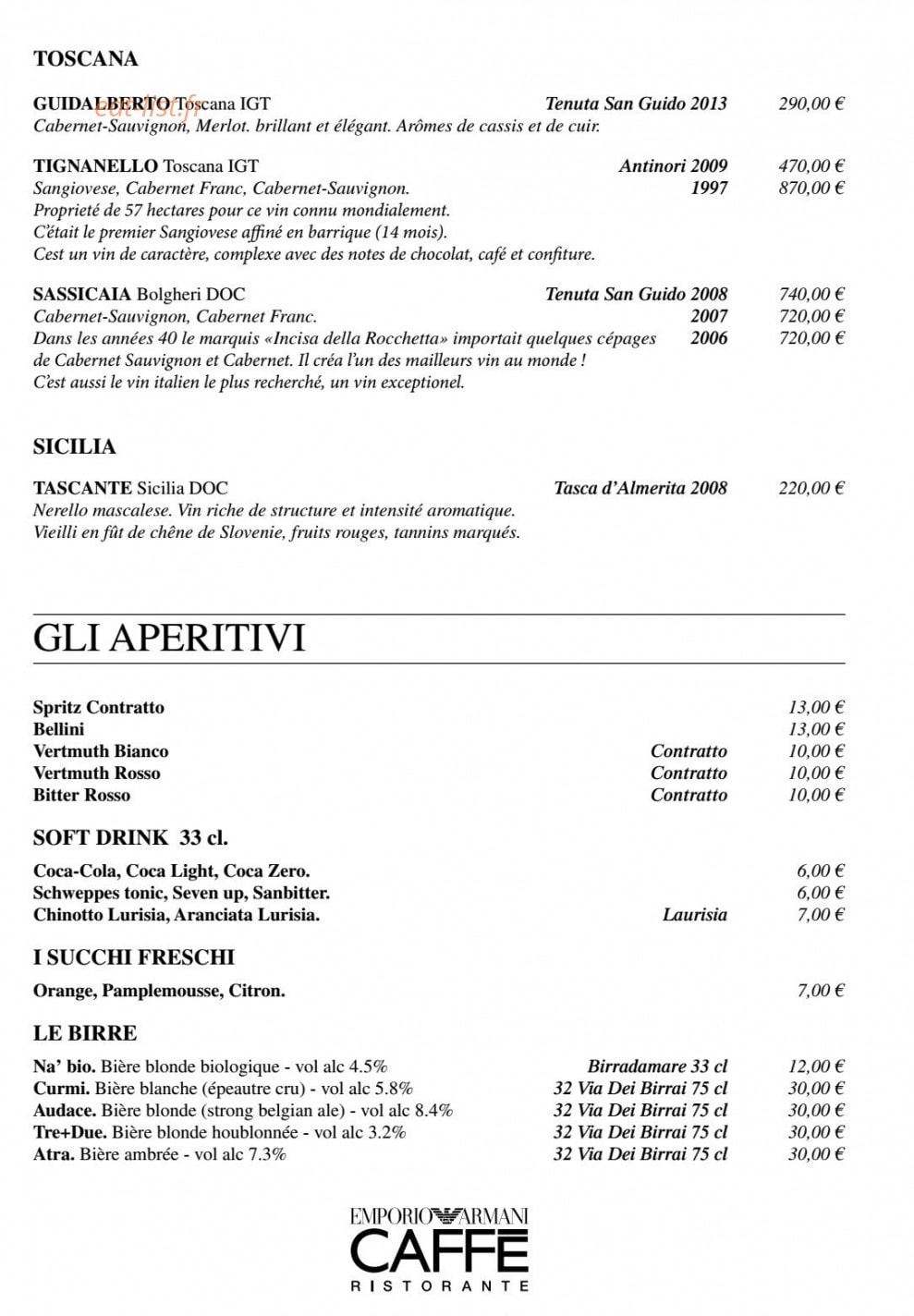 Emporio Armani Caffé — carte page 7