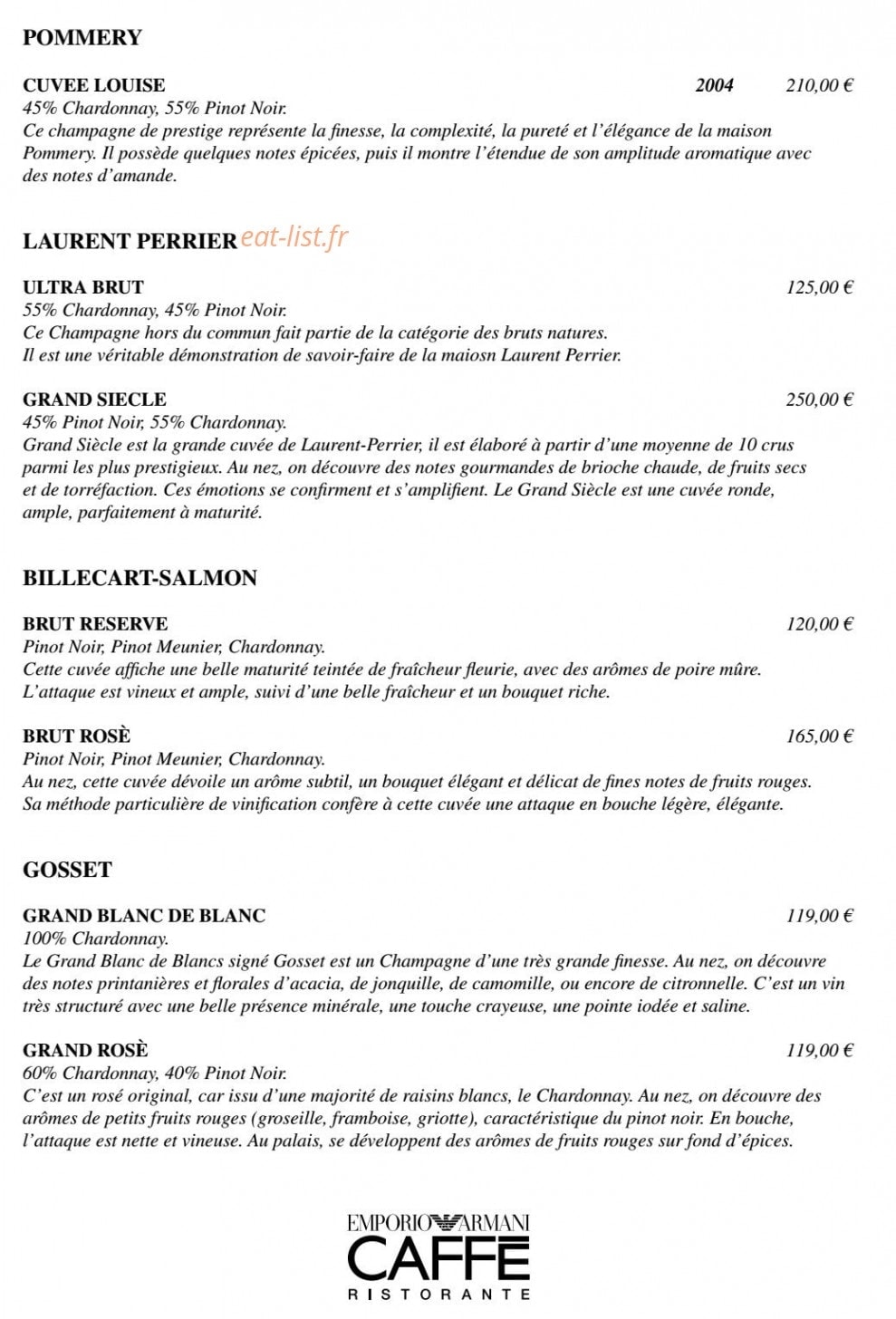 Emporio Armani Caffé — carte page 13