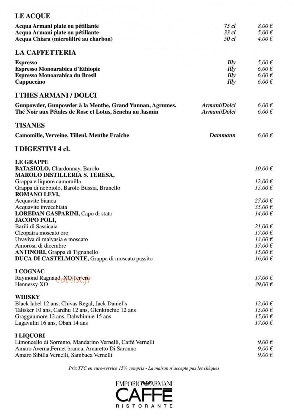 Emporio Armani Caffé — carte page 5