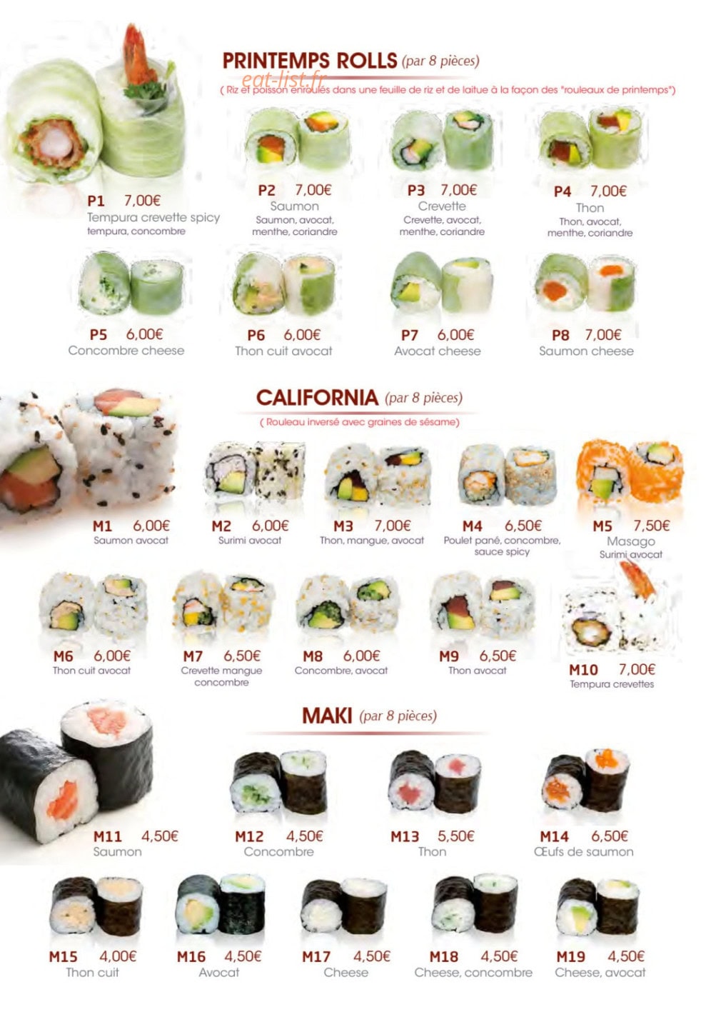 Fusion Sushi — carte page 3