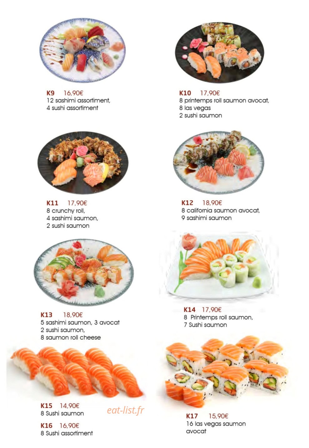 Fusion Sushi — carte page 14
