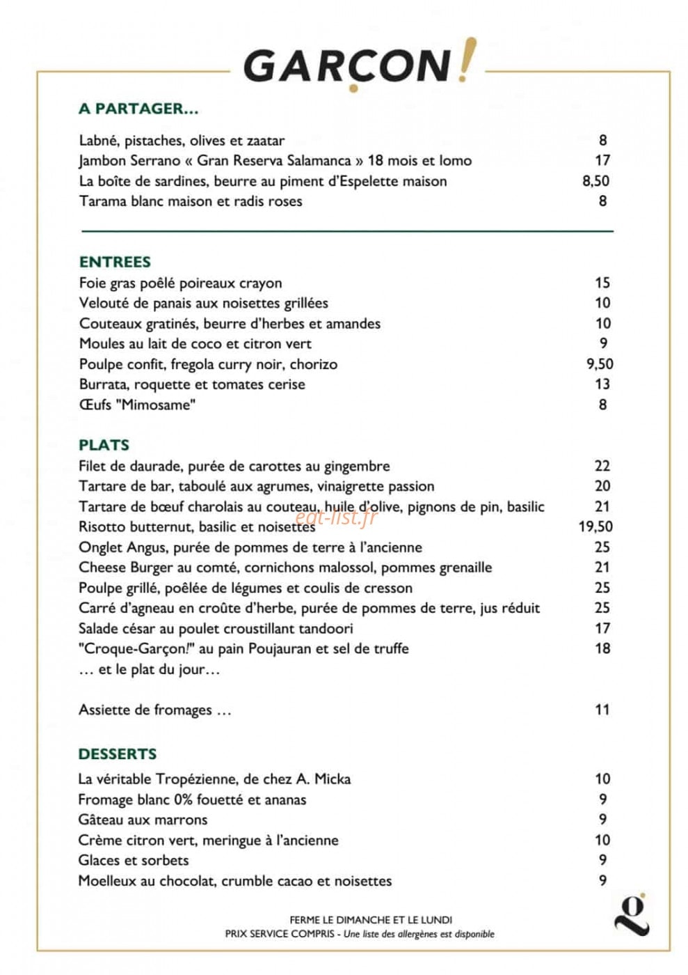 Garçon — carte page 1