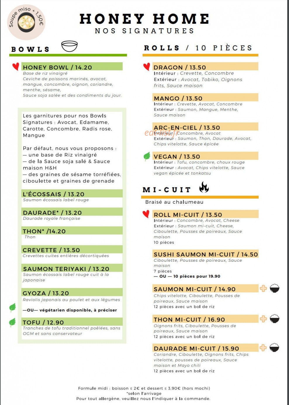 Honey Home — carte page 1