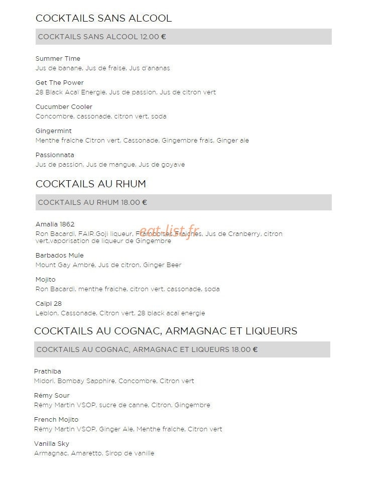 Hotel Bel Ami — carte page 2