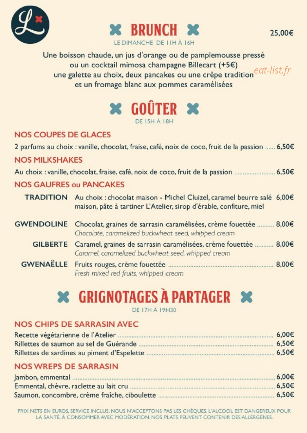 L'Atelier Artisan Crêpier — carte page 5