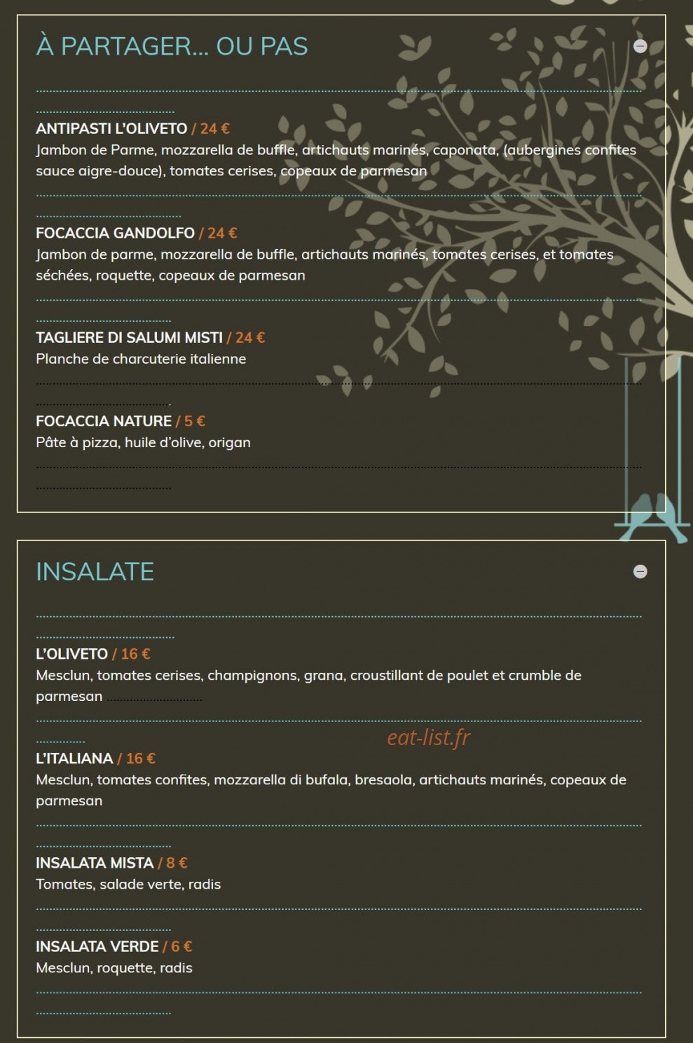 L'Oliveto — carte page 2
