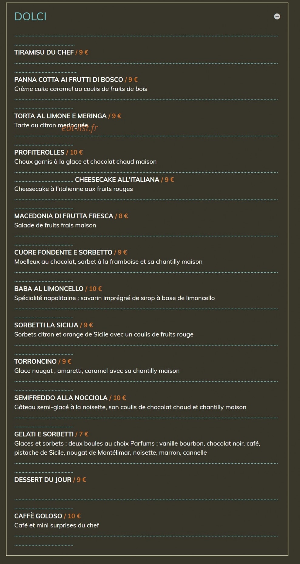 L'Oliveto — carte page 7