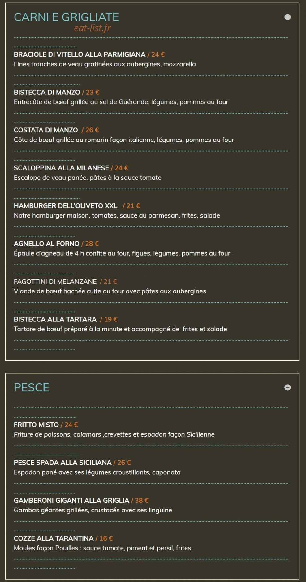 L'Oliveto — carte page 5