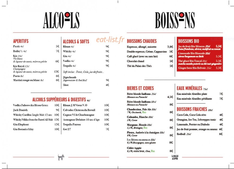 La Balle au Bond Café — carte page 3