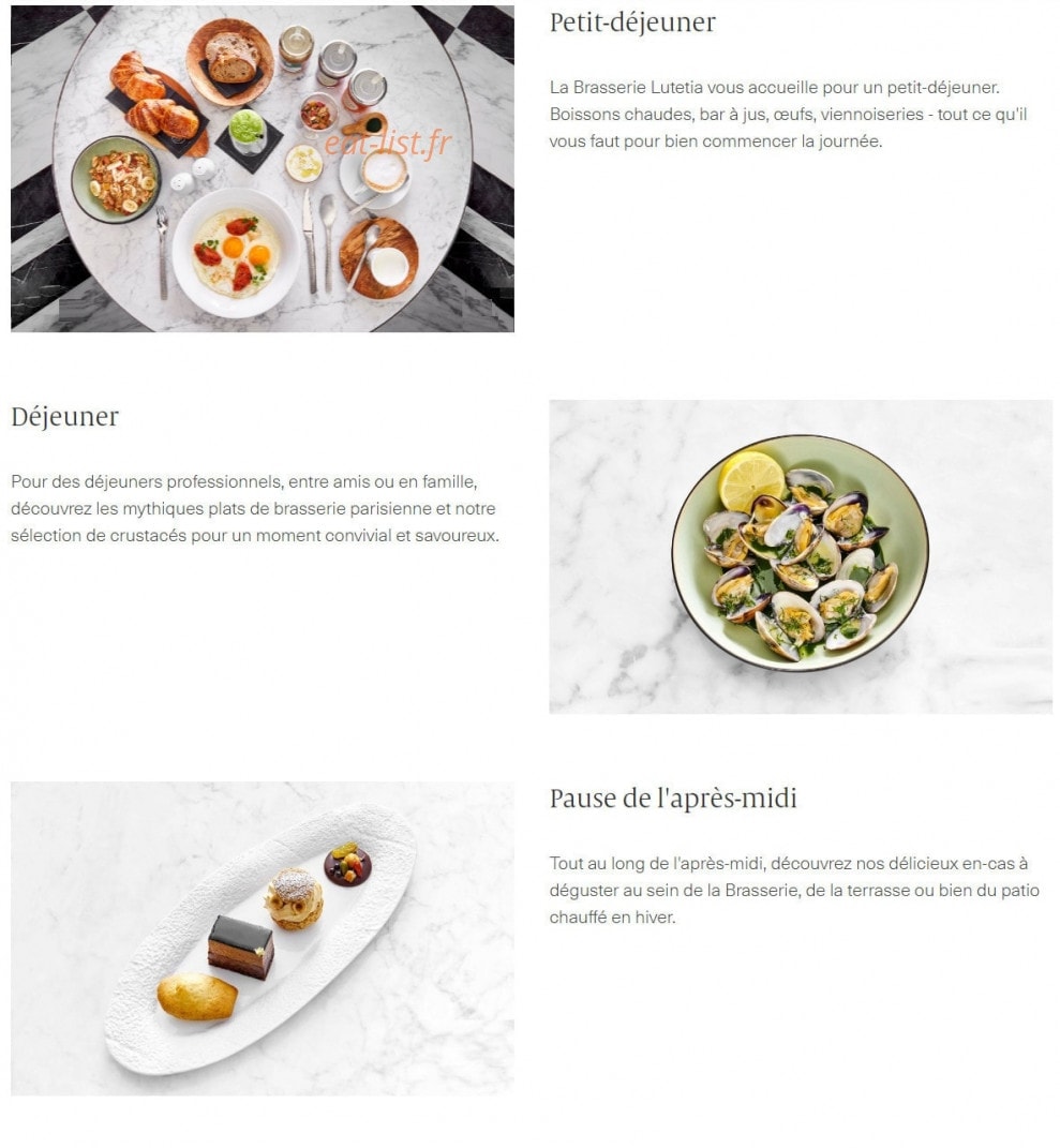 La Brasserie Lutetia — carte page 1
