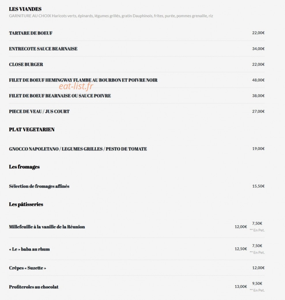 La Closerie des Lilas — carte page 5