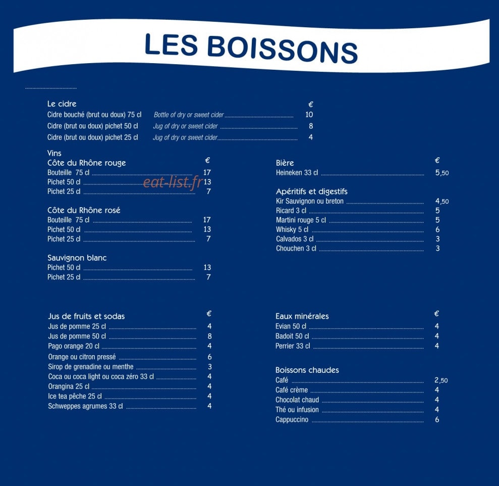 La Crêperie des Canettes — carte page 4