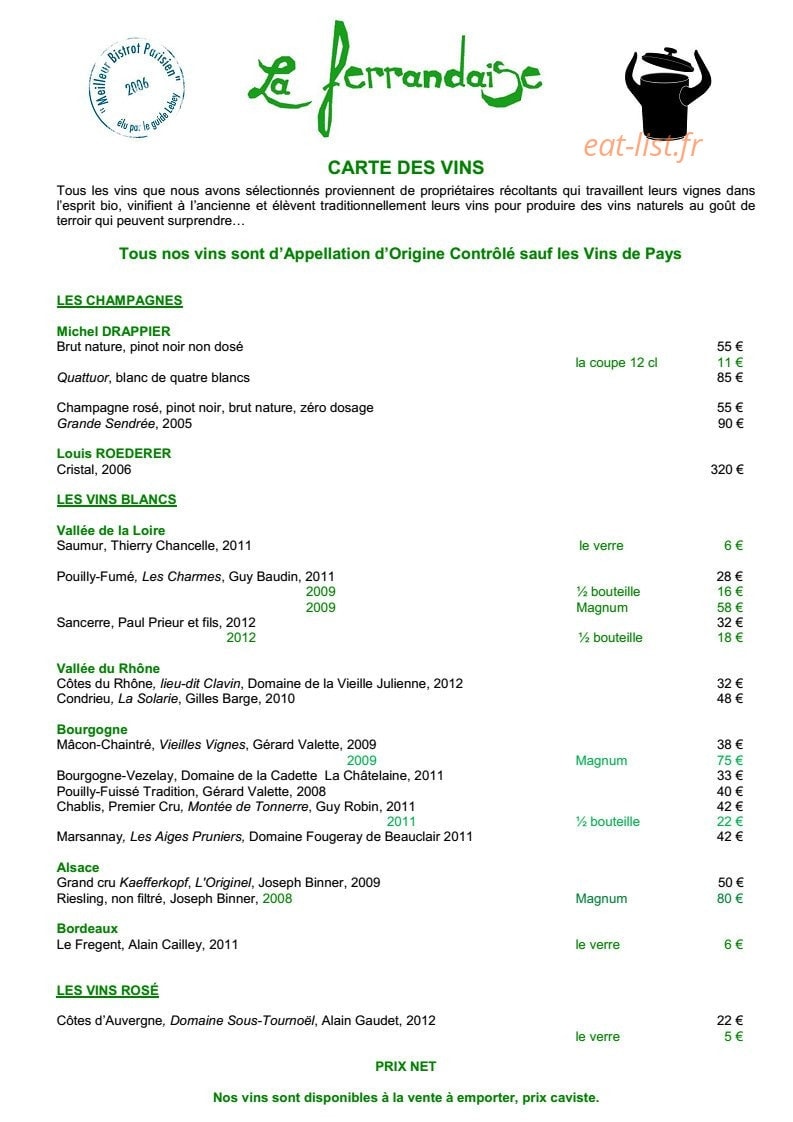 La Ferrandaise — carte page 2