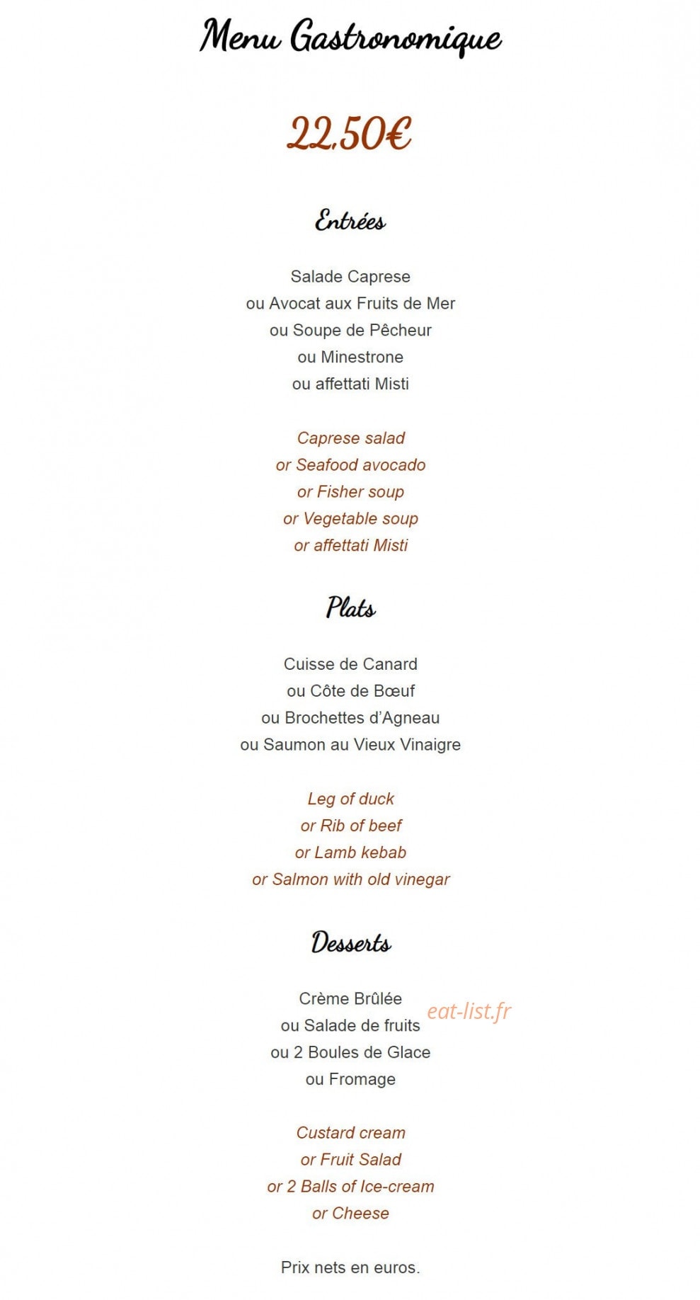 La Main à La Pâte — carte page 2