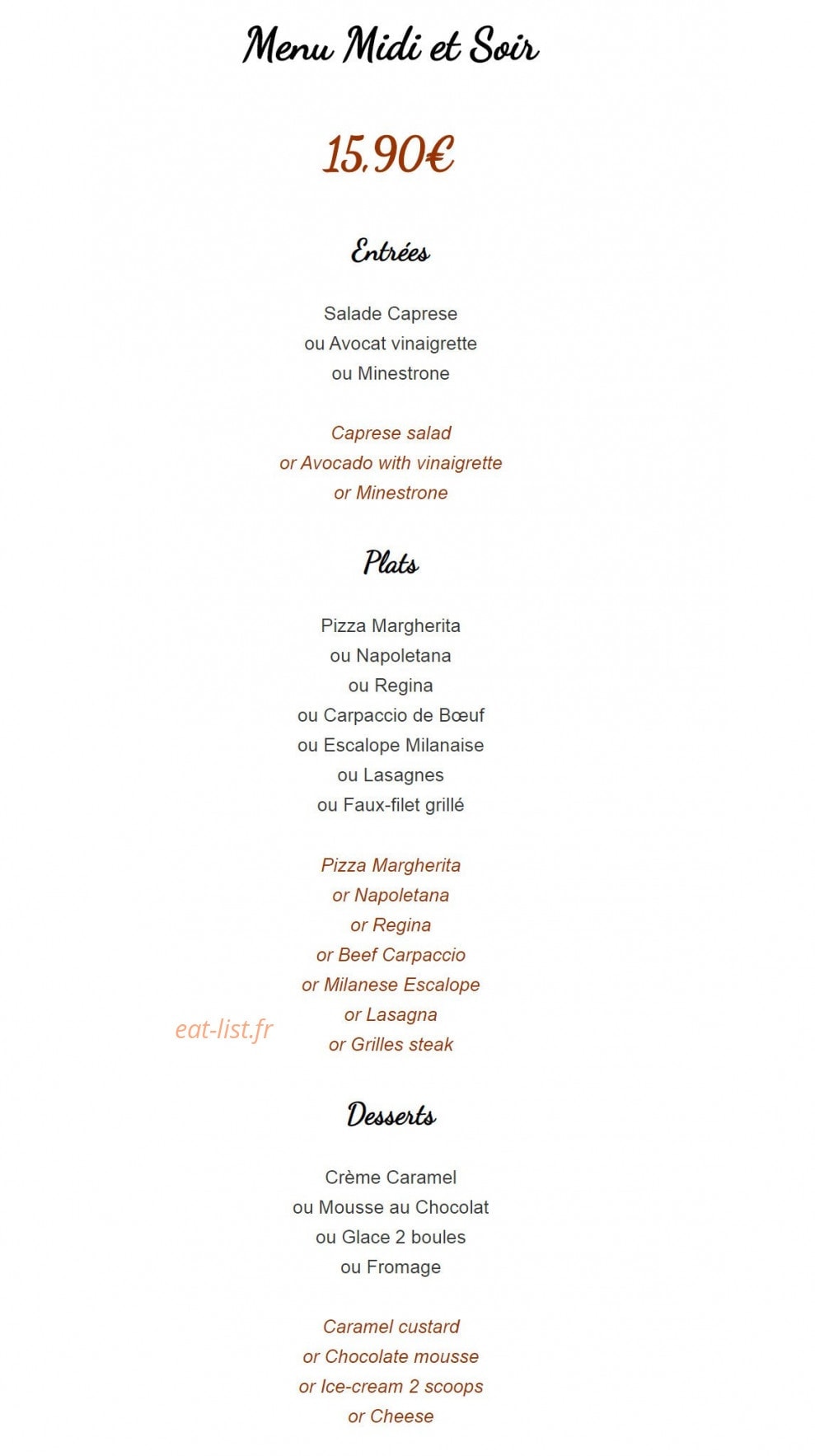 La Main à La Pâte — carte page 1