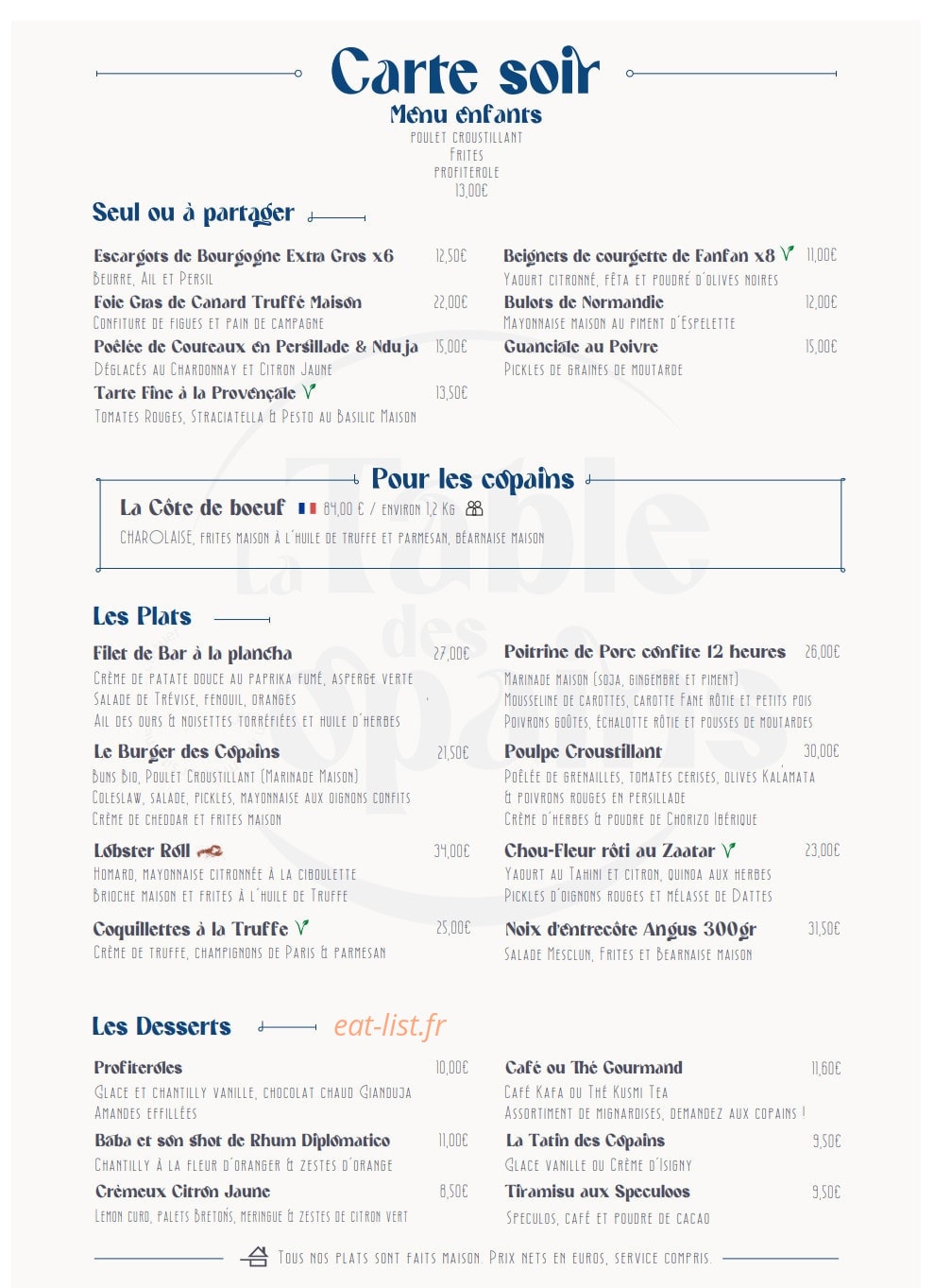 La Table des Copains — carte page 2