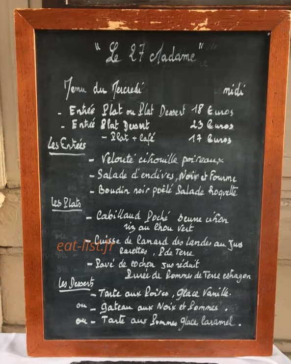 Le 27 Madame — carte page 1
