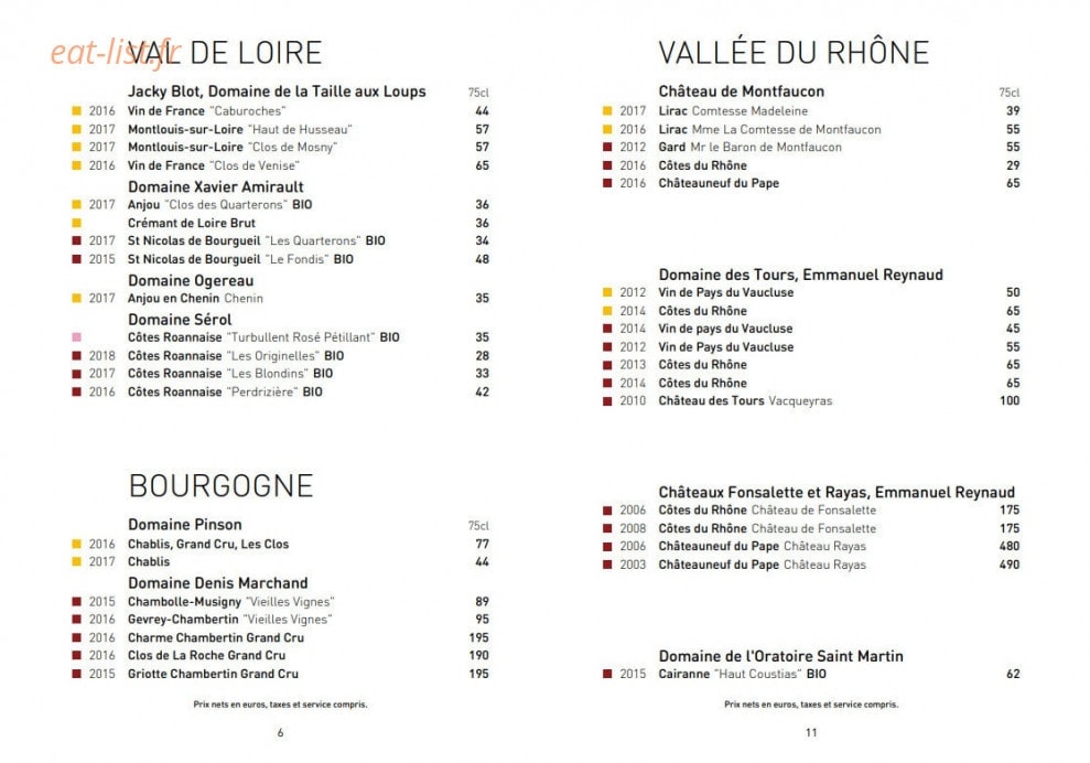 Le bar du Bouillon — carte page 6