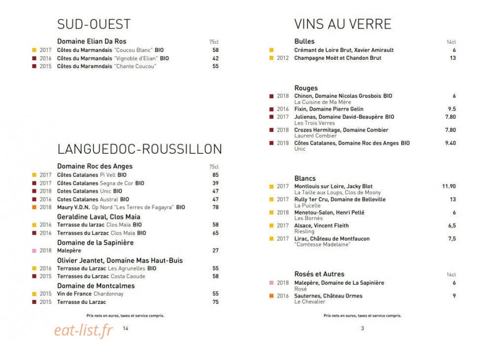 Le bar du Bouillon — carte page 3